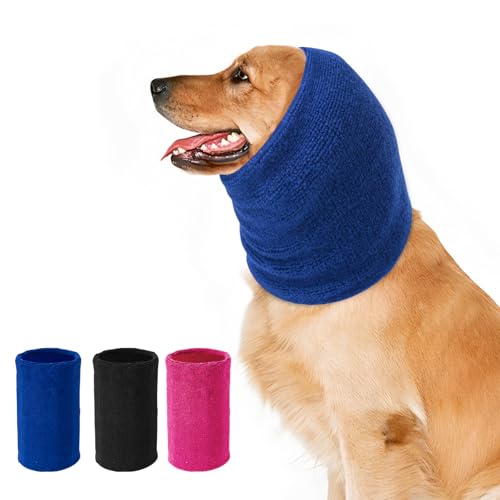Ohrenschützer für Hunde Lärmschutz，Anti-lärm Ohrenschutz Hund, Pet Earflap Head Wrap,Haustier Schallschutzhaube (blau, L) von SLSON