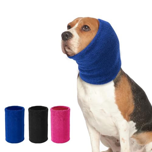 Ohrenschützer für Hunde Lärmschutz，Anti-lärm Ohrenschutz Hund, Pet Earflap Head Wrap,Haustier Schallschutzhaube (blau, M) von SLSON