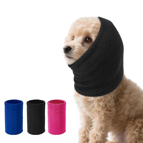 Ohrenschützer für Hunde Lärmschutz，Anti-lärm Ohrenschutz Hund, Pet Earflap Head Wrap,Haustier Schallschutzhaube (schwarz, S) von SLSON