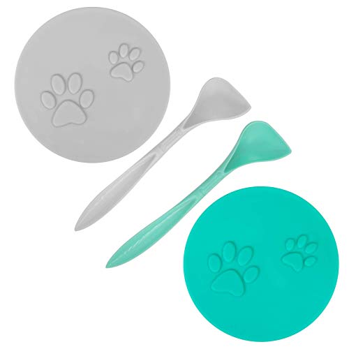 SLSON 2 Stk Tierfutter-Dosendeckel mit 2 Löffeln und Netter Katzentatzenmuster für Dosenfutter für Hunde- und Katzenfutter Passt auf Fast Alle Futterdosen von SLSON