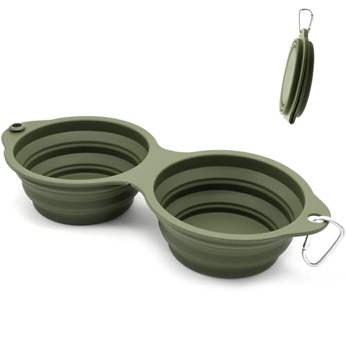 SLSON Hundenäpfe Faltbare Integrierter Reisenapf ohne Plastikrand 2 in 1 Haustierfutter Schüssel für Wandern Camping, Grün SLSON Hundenäpfe Faltbare Integrierter Reisenapf ohne Plastikrand 2 in 1 Haustierfutter Schüssel für Wandern Camping, Grün von SLSON