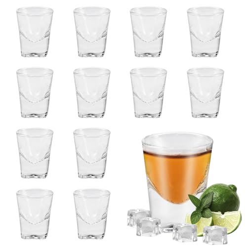 SLTAXAR 12 Stück Schnapsgläser Glas Shot Gläser 2cl Glasses Shotgläser Glas set Spülmaschinenfest Schnapsglas Glass Ouzo Gläser 2cl Transparente Shot Becher Gläse set für Party Spaß Hochzeiten von SLTAXAR
