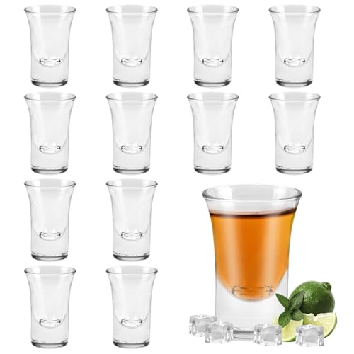 SLTAXAR 12 Stück große Weingläser 12er Set 30ml/3cl Schnapsgläser Glas Shotgläser Kleine Likörgläser Transparent Shot Gläser Spülmaschinenfest Dicke Basis Schnapsgläser von SLTAXAR