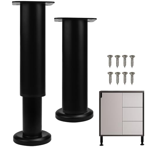 SLTAXAR 2 Stück Möbelfuß Höhenverstellbar, Möbelfuss Metall Schwarz Verstellbar 18-30cm Möbelfüße Höhenverstellbare Möbelbeine Bettfüße Einstellbar Stützfüße für Möbel Standfüße für Schrank Bett von SLTAXAR