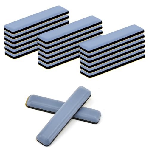 SLTAXAR 24 Stück Teflongleiter Selbstklebend 70 x 19 mm Möbelgleiter Teflon Eckig Stuhlgleiter für Teppich Teflon Gleiter Möbel Möbelschieber für Hartböden Teppichgleiter PTFE für Schwere Möbel von SLTAXAR