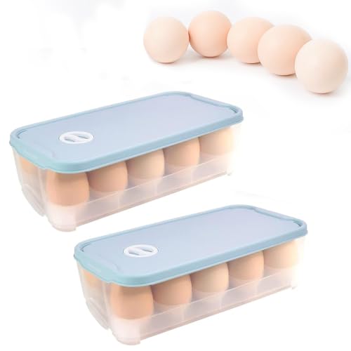 SLTAXAR 2er Set Eierbox 10 Eier Eierbehälter mit Deckel Eieraufbewahrungsboxen für Kühlschrank Eier Transportbox Kunststoff von SLTAXAR