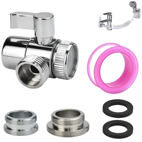 SLTAXAR 3 Wege Umschaltventil Wasserhahn Umstellventil Ventil Umschalter M22 X M24 Umlenkventil Dusche Diverter Ventil Messing Chrom Poliert Umschaltventil Brause Dusche Adapter für Küche Bad von SLTAXAR