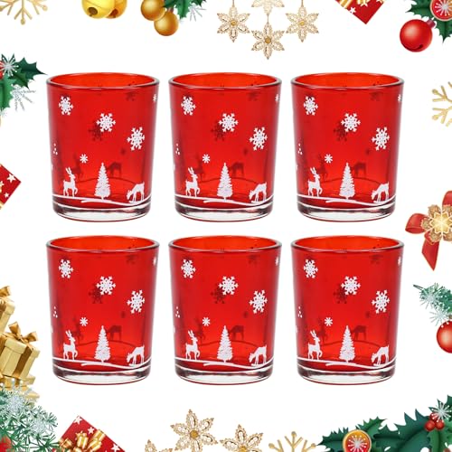 SLTAXAR 6 STK φ5 cm Weihnachten Teelichtgläser Windlichter Gläser für Kerzen Teelichthalter Glas Windlichthalter Teelichter Gläser Windlicht Set Teelichtständer Kerzengläser Weihnachtsdeko Rot SLTAXAR 6 STK φ5 cm Weihnachten Teelichtgläser Windlichter Gläser für Kerzen Teelichthalter Glas Windlichthalter Teelichter Gläser Windlicht Set Teelichtständer Kerzengläser Weihnachtsdeko Rot von SLTAXAR