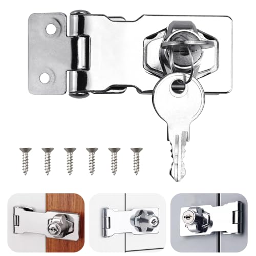 SLTAXAR Überfalle Abschließbar sicherheitsüberfalle mit Schloss 4 Zoll Keyed Hasp Lock Sicherheits überfalle haspe mit Schrauben Schloss Vorrichtung Schrankschloss für Tür Schränke Fenster Holzkiste von SLTAXAR