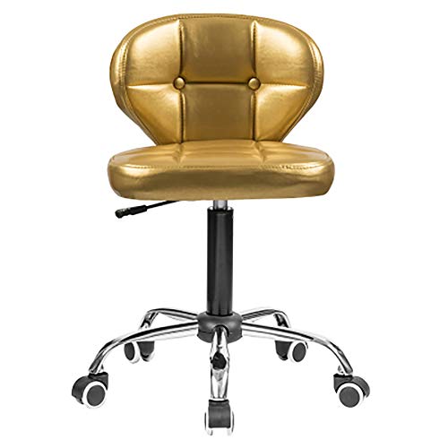 SLTO, Arbeitstisch Arzt Friseurladen Schönheitssalon Computer Büro Hocker Stuhl mit drehbarer Riemenscheibe, höhenverstellbarer Arbeitsstuhl, Sportsitz, ergonomischer Hocker-Gold von SLTO