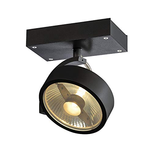 SLV KALU | Dimmbare Wand- und Deckenleuchte zur Beleuchtung innen, LED Strahler, dreh- und schwenkbar, LED Spot, Deckenstrahler, Decken-Lampen | einflammig, GU10, rund, schwarz, max. 75W von SLV