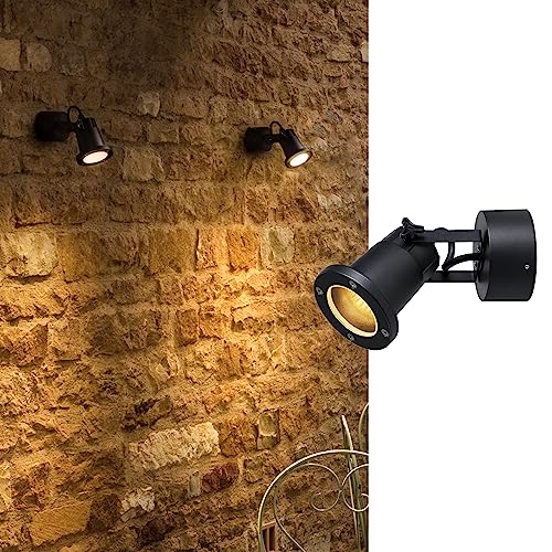 SLV NAUTILUS | LED Wandleuchte, Wand- und Decken-Strahler, Außenbeleuchtung von Wänden, Wegen, Eingängen, LED Strahler, Wand-Lampe, Aussenleuchte LED, Gartenlampe, Wege-Leuchte | schwarz, IP54, GU10 von SLV