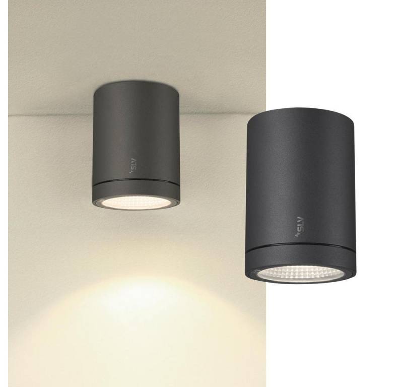 SLV Außen-Wandleuchte LED Deckenleuchte Enola in Anthrazit und Transparent 9W 580lm IP65, LED von SLV