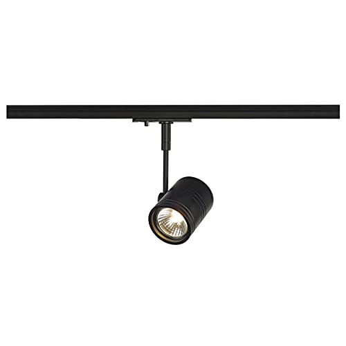 SLV BIMA | LED Strahler 1-Phasen, Dreh- und schwenkbarer Schienen-Strahler, Deckenleuchte, Schienensystem, Innenleuchte|GU10, rund, schwarz matt, inkl. 1Phasen-Adapter von SLV