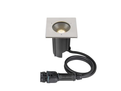 SLV Bodeneinbauleuchte 1007811 / LED Spot für Terrasse, Outdoor-Strahler, Einbau-Lampe Garten, Bodenlampe für Außen / IP67 3000K 6.5W 450lm edelstahl dimmbar 24Grad von SLV