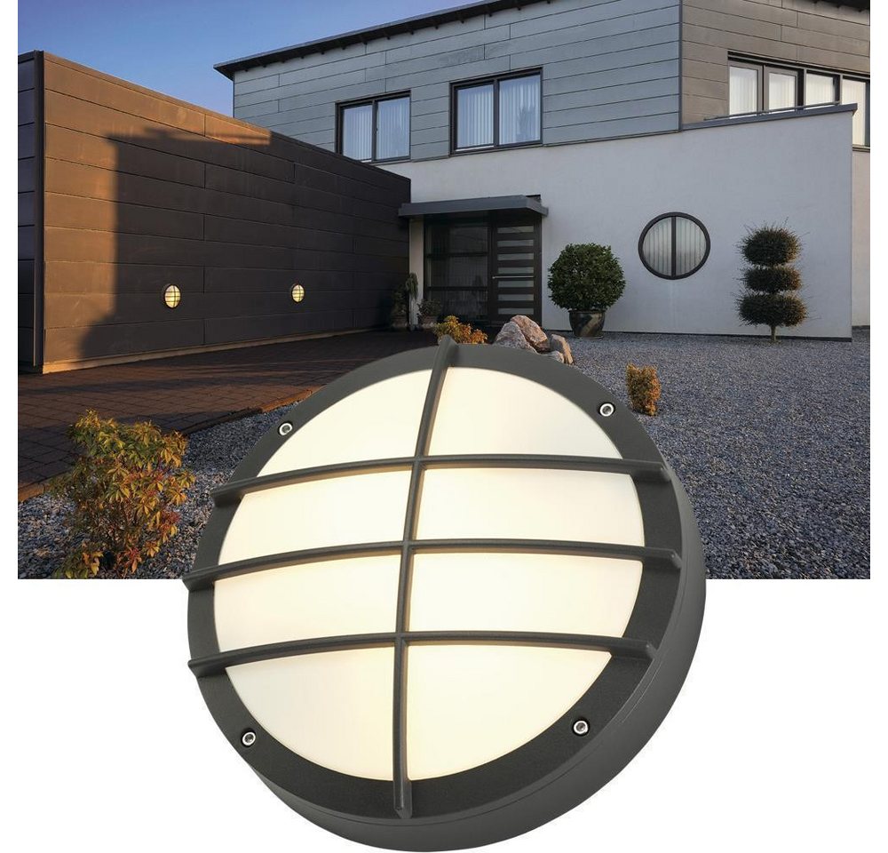 SLV Deckenleuchte Runde Wandleuchte Bulan Grid, E27, anthrazit, keine Angabe, Leuchtmittel enthalten: Nein, warmweiss, Aussenlampe, Aussenwandleuchte, Outdoor-Leuchte von SLV