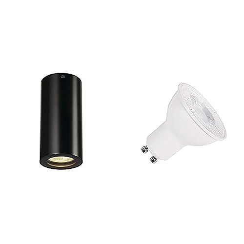 SLV ENOLA B | Deckenleuchte, Innen-Beleuchtung, dreh- und schwenkbare LED Deckenlampe, Decken-Strahler, Spot Innenleuchte | inkl. effizientem GU10 Leuchtmittel, 3000K, Neutralweiß, rund, schwarz von SLV