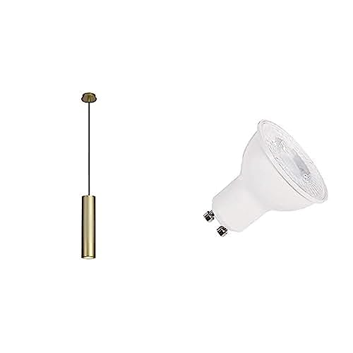 SLV ENOLA B | Pendelleuchte, Dimmbare LED Deckenleuchte, Decken-Lampe, Hängelampe für Wohnzimmer, Bar, Esszimmer| inkl. effizientem GU10 Leuchtmittel, 3000K, Neutralweiß, messing, max. 50W, Gold von SLV