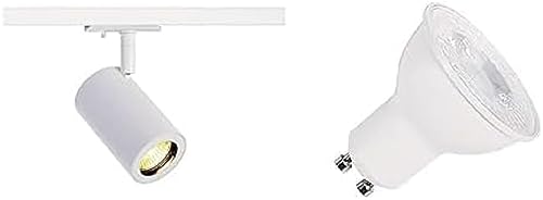 SLV ENOLA B TRACK | LED Schienen-Strahler, Dreh- und schwenkbarer 1-Phasen-Strahler, Deckenstrahler, Deckenleuchte, Schienensystem | inkl. effizientem GU10 Leuchtmittel, 3000K, Neutralweiß, weiß von SLV