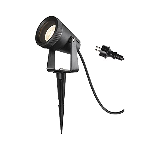 SLV Erdspiessleuchte SAMRINA SP single QPAR51 / Außenlampe für die Beleuchtung von Garten, Terrasse, Pflanzen, Wegen, Teich, LED Aussen-Leuchte, Außen-Strahler / GU10 IP65 7W schwarz, 1004757 von SLV