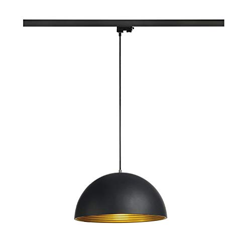 SLV FORCHINI M | 3Phasen LED Stromschienenleuchte, Schienenleuchte, Schienensystem, Leuchte für Wohnzimmer, Bar, Esszimmer, Hochvolt-Stromschiene| Schwarz/gold, Ø 40cm, inkl. 3Phasen-Adapter von SLV