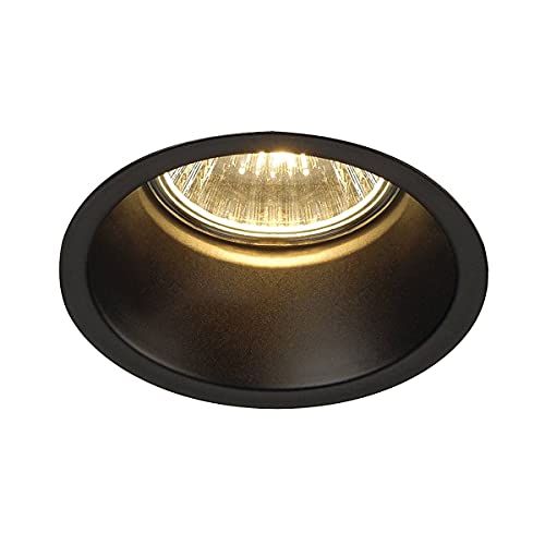 SLV HORN-O | LED Einbaustrahler, Dimmbare Decken-Lampe zur Beleuchtung innen, LED Spots, Deckenstrahler, Deckenleuchten, Einbau-Leuchte | GU10, rund, schwarz matt, max. 50W, inkl. Clipfedern von SLV