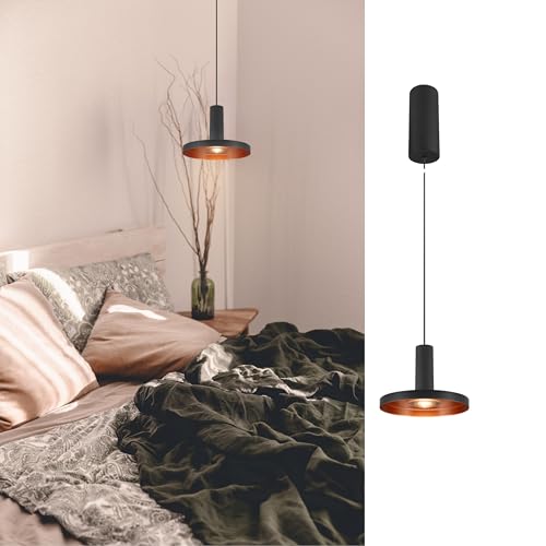 SLV LALU® Pendelleuchte PLATE 15 Aufbau Schwarz | Hängelampe mit warmweißen LED dimmbar | Hochwertiger Aluminium Lampenschirm Durchmesser 15cm | Ideal für Esszimmer, Schlafzimmer, Wohnzimmer & Gewerbe von SLV