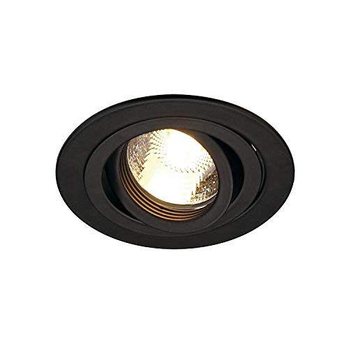 SLV NEW TRIA 78 I LS QPAR51 Downlight schwarz rund, Einbauleuchte, Einbauspot, Deckeneinbauleuchte, Spot, Deckenspot, Einbaustrahler, Deckenstrahler, Wohnzimmer, Badezimmer von SLV