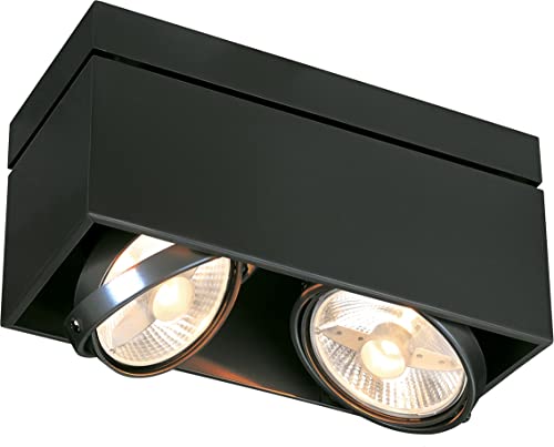SLV LED Deckenlampe KARDAMOD für eine effektvolle Innenbeleuchtung | Dreh- und schwenkbare LED Deckenleuchte, Decken-Strahler, Spot Innenleuchte | Zweiflammig, Eckig, Schwarz, GU10, max. 75W von SLV
