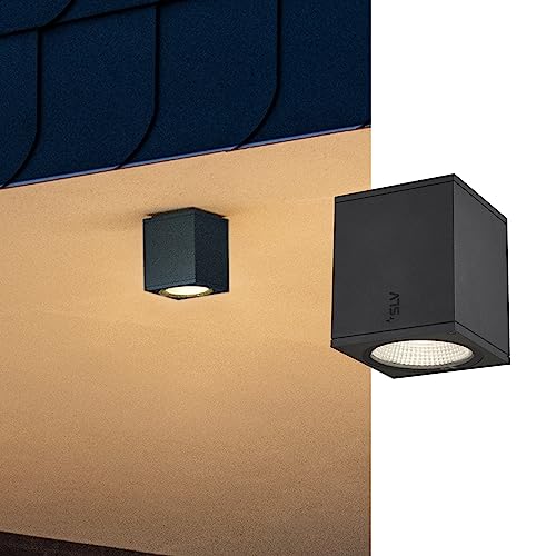 SLV LED Deckenleuchte ENOLA SQUARE M / für die Außenbeleuchtung von Decken, Wegen, Eingängen, LED Leuchte, Decken-Lampe, Aufbau-Down-Light, Gartenlampe, CCT-Switch (3000/4000 Kelvin), 700/800 lm, 10W von SLV