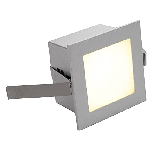 SLV Frame Basic | LED Einbauleuchte, Wand- und Deckenleuchte zum Einbau, Wandleuchte, Einbau-Strahler, LED Treppen-Beleuchtung, Stufen-Licht, Treppenlicht | LED Inside, 3000K, silbergrau von SLV