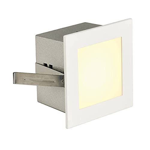 SLV LED Einbauleuchte Frame Basic | Wand- und Deckenleuchte zum Einbau | Eckig, Weiß, 3000K Warmweiß | Stilvolle Wandleuchte, Einbau-Strahler LED Treppen-Beleuchtung, Stufen-Licht, Treppenlicht von SLV