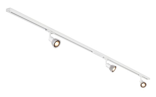 SLV LED Schienensystem PURIA, Starter Set, 1Phasen Schienen-Leuchte zur individuellen Innen-Beleuchtung, dreh- und schwenkbare Decken-Spots, Strahler-Schiene, Deckenstrahler, Decken-Lampe, 3x GU10 von SLV