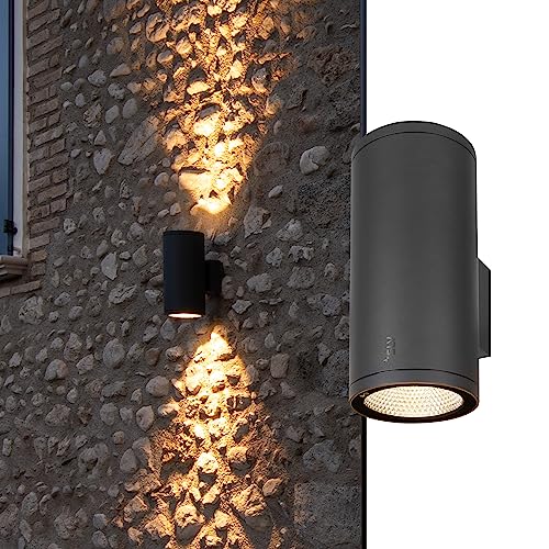 SLV LED Wandlampe ENOLA UP/DOWN L für die Außenbeleuchtung von Wänden, Wegen, Eingängen, LED Strahler, dimmbare Wandleuchte, Gartenlampe, Wegeleuchte / CCT-Switch (3000/4000 Kelvin), 2700/3000 lm, 53W von SLV