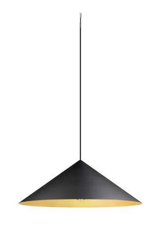 SLV MAGICO 55 SCHWARZ-GOLD |Pendelleuchte, Hängelampe aus Metall, Innenbeleuchtung, Deckenleuchte, Esszimmerleuchte, Wohnzimmerleuchte | Konisch, E27, 10W, Schwarz GOLD Matt, Ø 55 cm von SLV