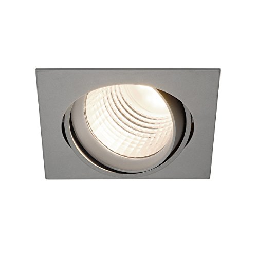 SLV New Tria LED Disk Downlight, Rund, 2700 K, 60 Grad, silbergrau 113594 von SLV