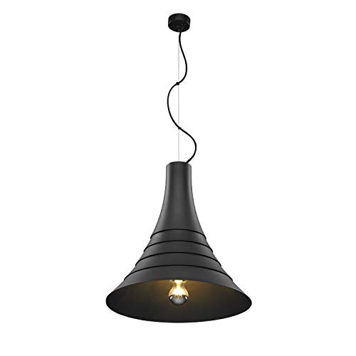 SLV Pendelleuchte BATO 45 PD / Wohnzimmer-Lampe, Innen-Beleuchtung, Hänge-Leuchte Esszimmer, LED, Decken-Leuchte / E27 60.0W schwarz, durchmesser 45cm, 1000433 von SLV