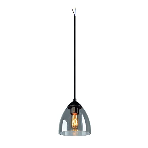 SLV Pendelleuchte PARA CONE GL / Wohnzimmer-Lampe, Innen-Beleuchtung, Hänge-Leuchte Esszimmer, LED, Decken-Leuchte / GU10 25W schwarz von SLV