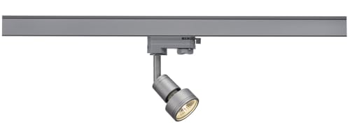 SLV PURI | LED Strahler 3-Phasen, Dreh- und schwenkbarer Schienen-Strahler, Deckenstrahler, Deckenleuchte, Schienensystem, Innenbeleuchtung | GU10, silbergrau, inkl. 3Phasen-Adapter von SLV