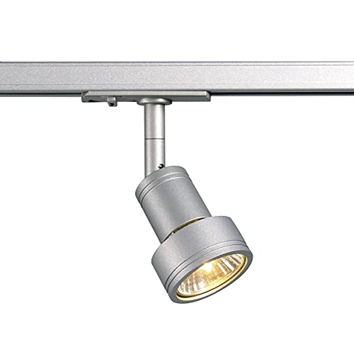 SLV PURI | LED Schienen-Strahler, Dreh- und schwenkbarer 1-Phasen-Strahler, Deckenstrahler, Deckenleuchte, Schienensystem, Innenbeleuchtung | GU10, inkl. 1Phasen-Adapter, Grau von SLV