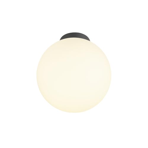SLV SUN 30 SCHWARZ | Deckenleuchte Innen, Deckenlampe Glas, Kugel Lampe Rund, Dimmbare Badlampe, Badezimmer Lampe Decke, Vintage Innenleuchte, kombinierbar mit Glasschirm, 60W, E27, Ø 30 cm von SLV