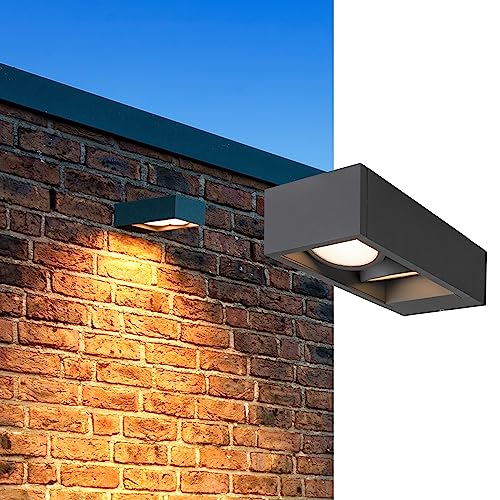 SLV Wandaufbauleuchte ESKINA FRAME WL / Beleuchtung für Wände, Wege, Eingänge, LED Spot außen, Aufbau-Leuchte Outdoor, Gartenlampe / CCT switch 3000/4000K IP65 27W 2400lm anthrazit, 1004748 von SLV