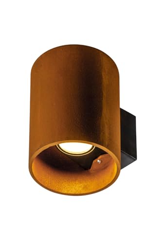 SLV Wandaufbauleuchte RUSTY UP/DOWN WL / Beleuchtung für Wände, Wege, Eingänge, LED Spot außen, Aufbau-Leuchte Outdoor, Gartenlampe / IP65 14.0W 525lm rost, wandleuchte - rund, 1004651 von SLV