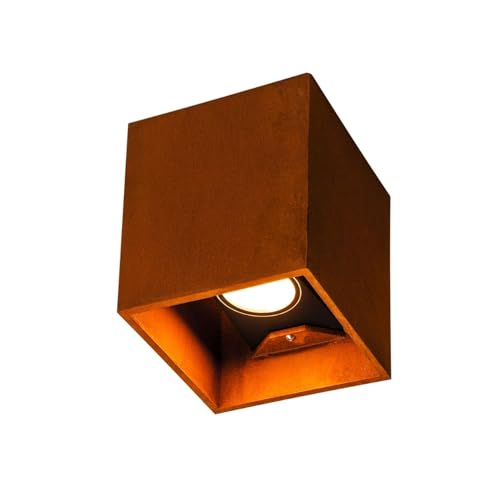 SLV Wandaufbauleuchte RUSTY UP/DOWN WL / Beleuchtung für Wände, Wege, Eingänge, LED Spot außen, Aufbau-Leuchte Outdoor, Gartenlampe / IP65 14.0W 548lm rost 1004650 wandleuchte eckig von SLV