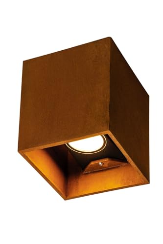 SLV Wandaufbauleuchte RUSTY UP/DOWN WL / Beleuchtung für Wände, Wege, Eingänge, LED Spot außen, Aufbau-Leuchte Outdoor, Gartenlampe / IP65 14.0W 548lm rost 1004650 wandleuchte eckig von SLV