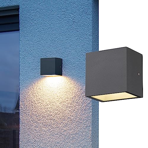 SLV Wandaufbauleuchte SITRA S Single / Beleuchtung für Wände, Wege, Eingänge, LED Spot außen, Aufbau-Leuchte Outdoor, Gartenlampe / IP44 6.2W 580/620lm 3000/4000K CCT SWITCH anthrazit von SLV