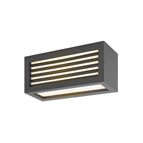 SLV BOX-L | LED Wandleuchte, Außenbeleuchtung von Wänden, Wegen, Eingängen, LED Strahler, Wand-Lampe aussen, Aussenleuchte LED, Gartenlampe, Wege-Leuchte | anthrazit, IP44, LED Inside, 3000K, 600lm von SLV