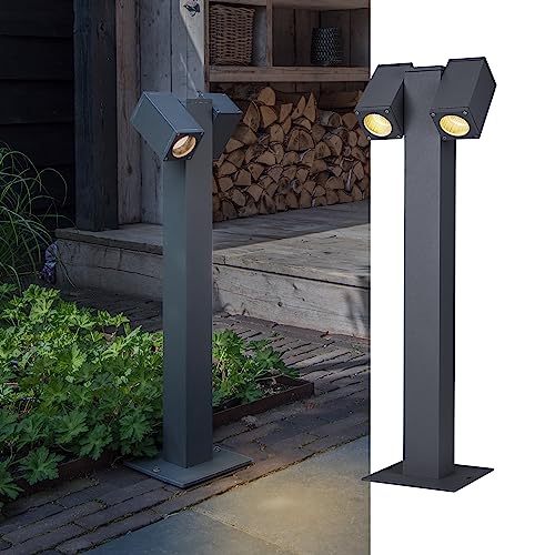 SLV THEO PATHLIGHT | Stehleuchte, LED Außen-Beleuchtung für Wege, Wände, Eingänge, Outdoor Garten-Lampe, Außenleuchte, Standleuchte |quadratisch, IP44, 2xGU10, anthrazit von SLV