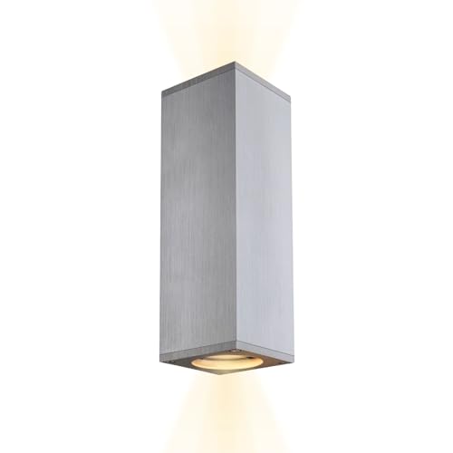 Theo Up & Down, GU10, Outdoor Wandleuchte, Aluminium-gebürstet, max. 2x50W, IP44 von SLV