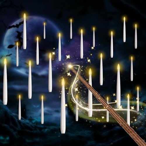 SLVCREK Schwebende Kerzen mit Zauberstab, 24PC LED Kerzen Flackernde Flamme mit Fernbedienung, LED Kerzen Magic Wand für Haus, Kirche, Party, Weihnachten Dekoration SLVCREK Schwebende Kerzen mit Zauberstab, 24PC LED Kerzen Flackernde Flamme mit Fernbedienung, LED Kerzen Magic Wand für Haus, Kirche, Party, Weihnachten Dekoration von SLVCREK